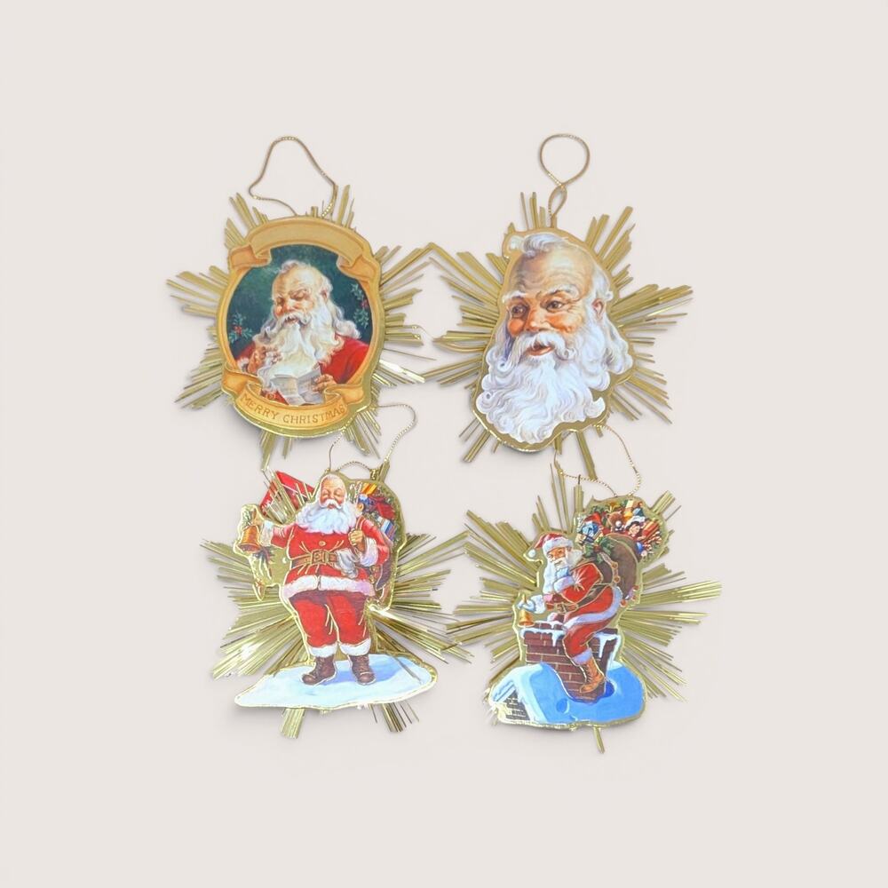 1991 Roman Inc Santa Starburst Ornaments Set of 4